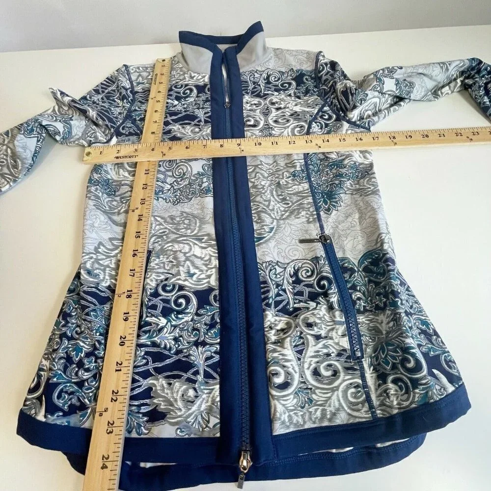 Bylyse Womens Full‎ Zip Athletic Casual Baseball Jacket Blue Sz S Zipped Pockets